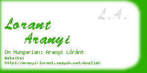 lorant aranyi business card
