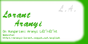 lorant aranyi business card